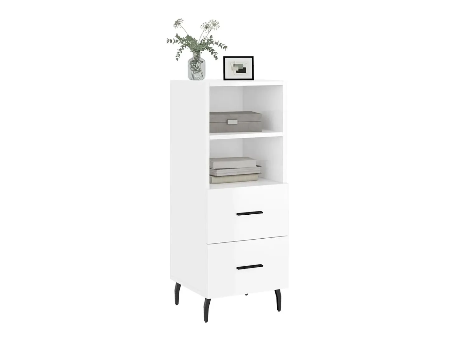 Aparador Blanco brillo 34,5x34x90 cm Madera de ingeniería