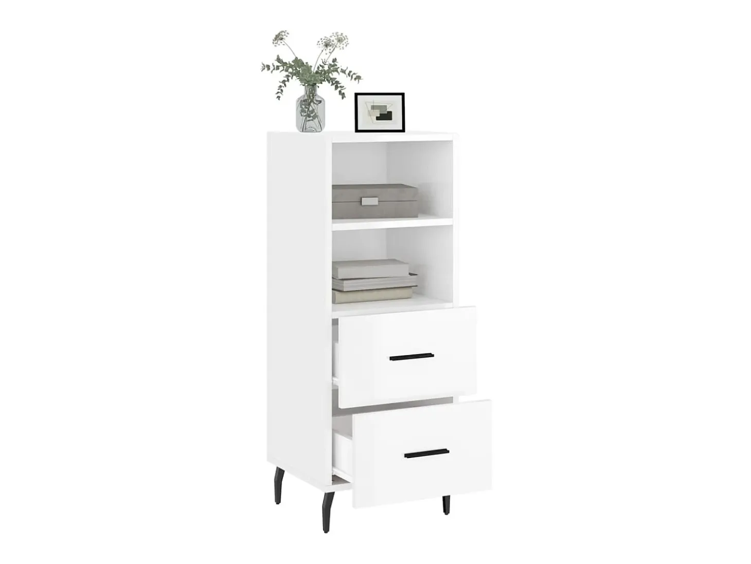 Aparador Blanco brillo 34,5x34x90 cm Madera de ingeniería