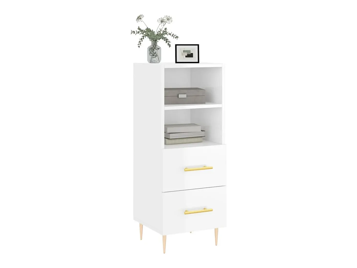 Aparador Blanco brillo 34,5x34x90 cm Madera de ingeniería