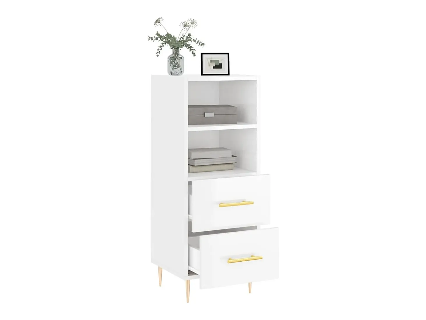 Aparador Blanco brillo 34,5x34x90 cm Madera de ingeniería