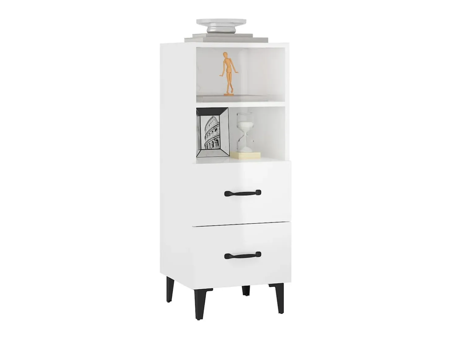 Aparador Blanco brillo 34,5x34x90 cm Madera de ingeniería