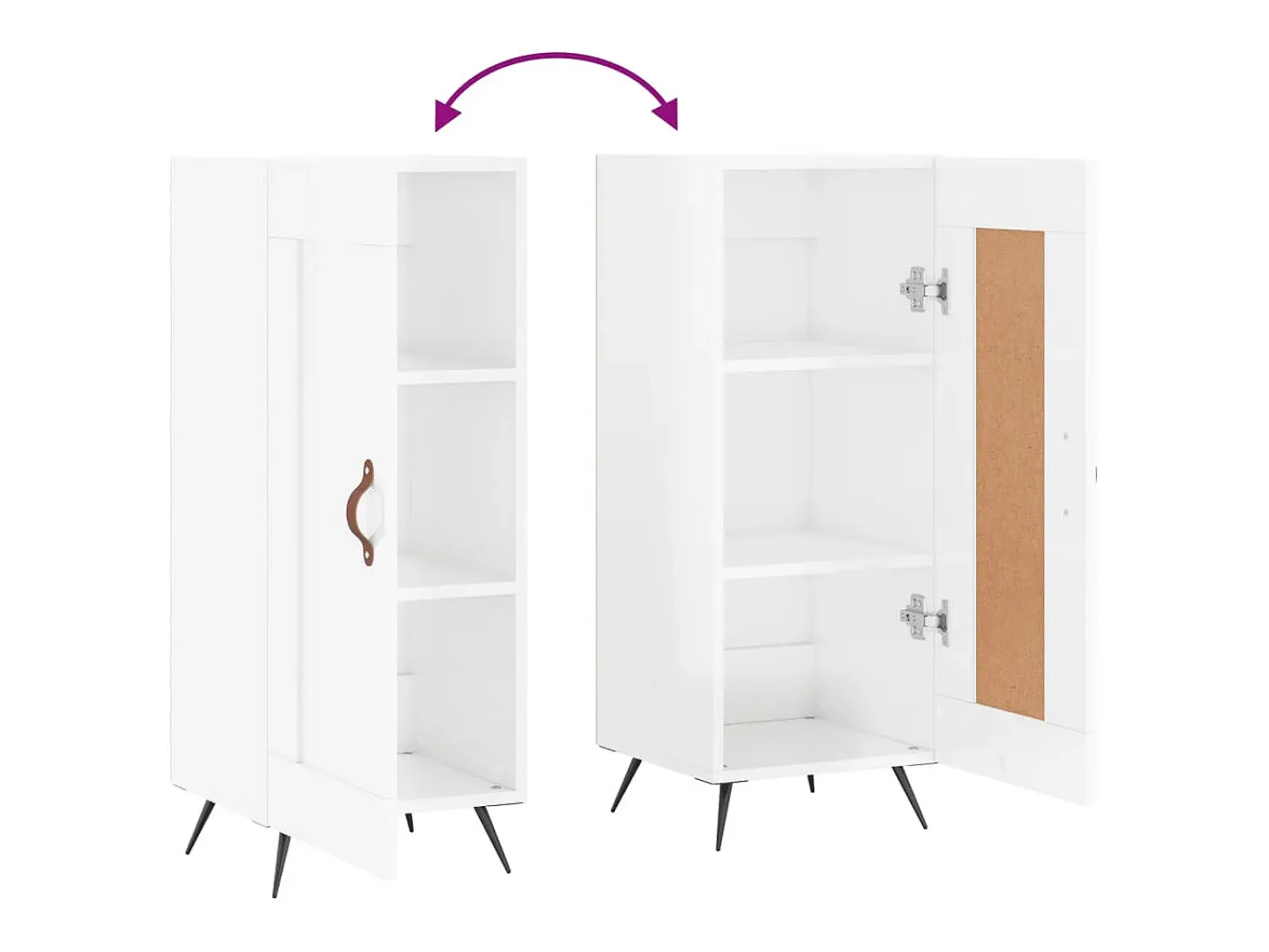 Aparador Blanco brillo 34,5x34x90 cm Madera de ingeniería