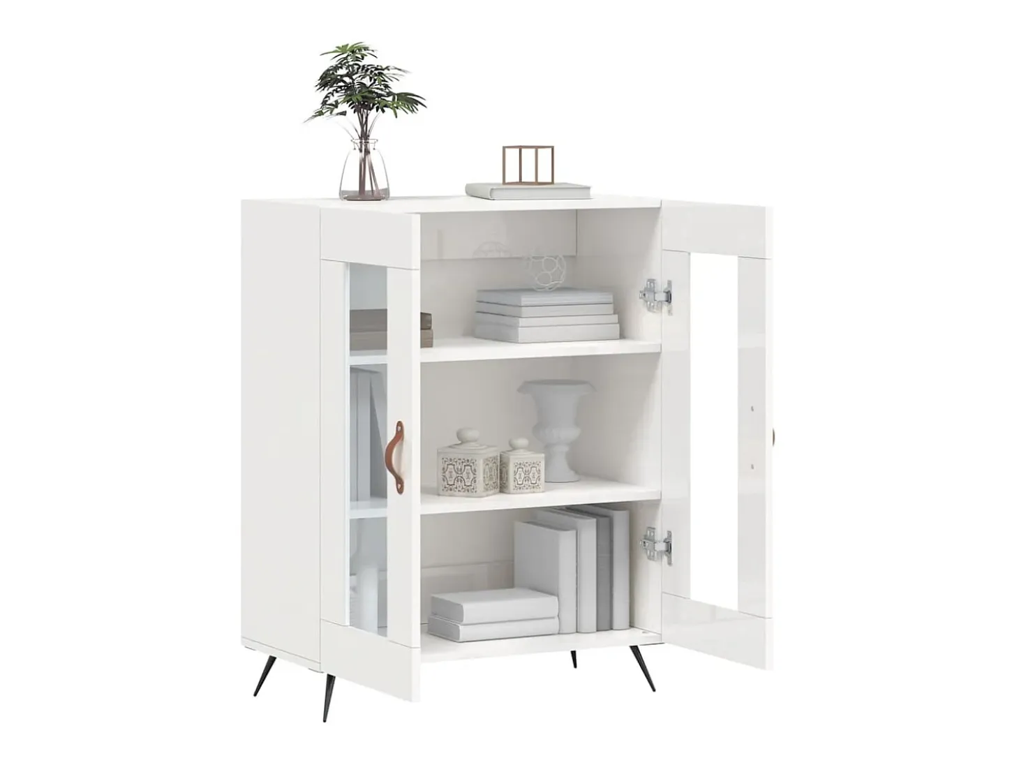 Aparador Blanco brillo 69,5x34x90 cm Madera de ingeniería