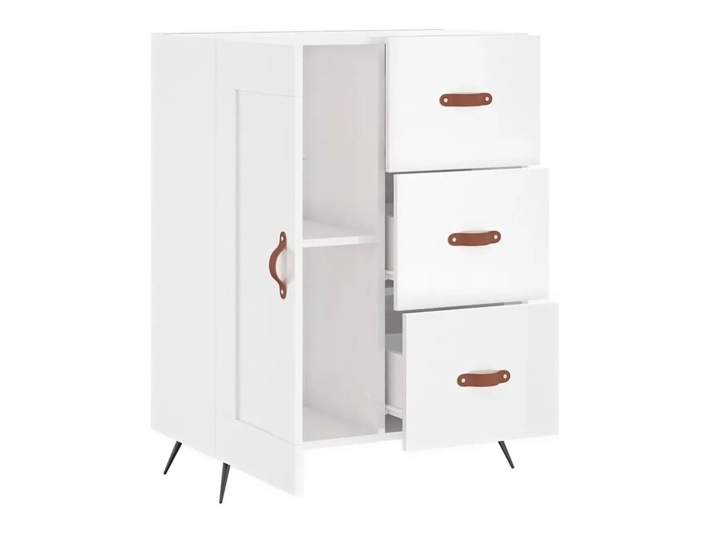 Aparador Blanco brillo 69,5x34x90 cm Madera de ingeniería