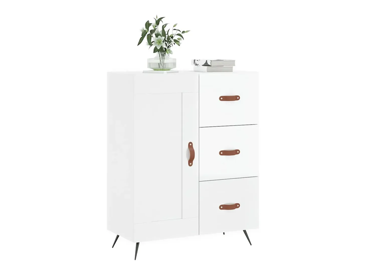 Aparador Blanco brillo 69,5x34x90 cm Madera de ingeniería