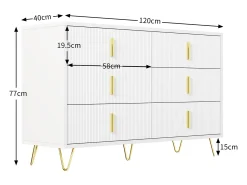 Aparador blanco con 6 cajones, cómoda esquinera moderna, ideal para dormitorio, sala de estar u oficina.