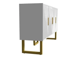 Aparador blanco con 4 puertas texturizadas - Estantes regulables 150x40x82 cm