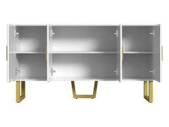 Aparador blanco con 4 puertas texturizadas - Estantes regulables 150x40x82 cm