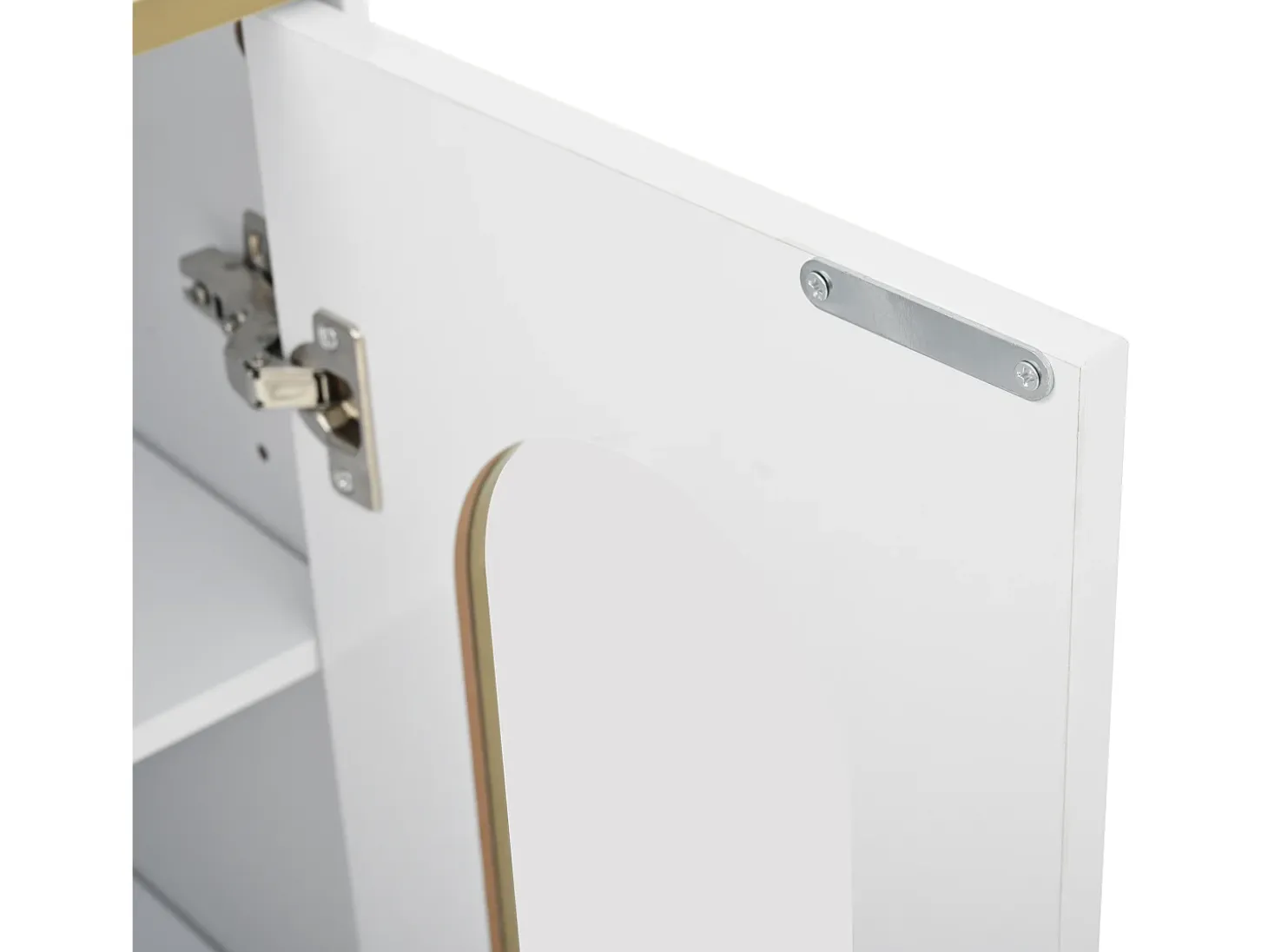 Aparador blanco con botellero - Aparador 2 puertas, 2 cajones - base regulable - Ideal para comedor y salón