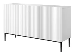 Aparador blanco de 3 puertas con pie de metal negro 150x45 cm