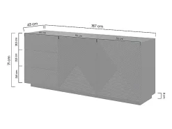 Aparador blanco de 2 puertas y 3 cajones de madera laminada 167x43 cm