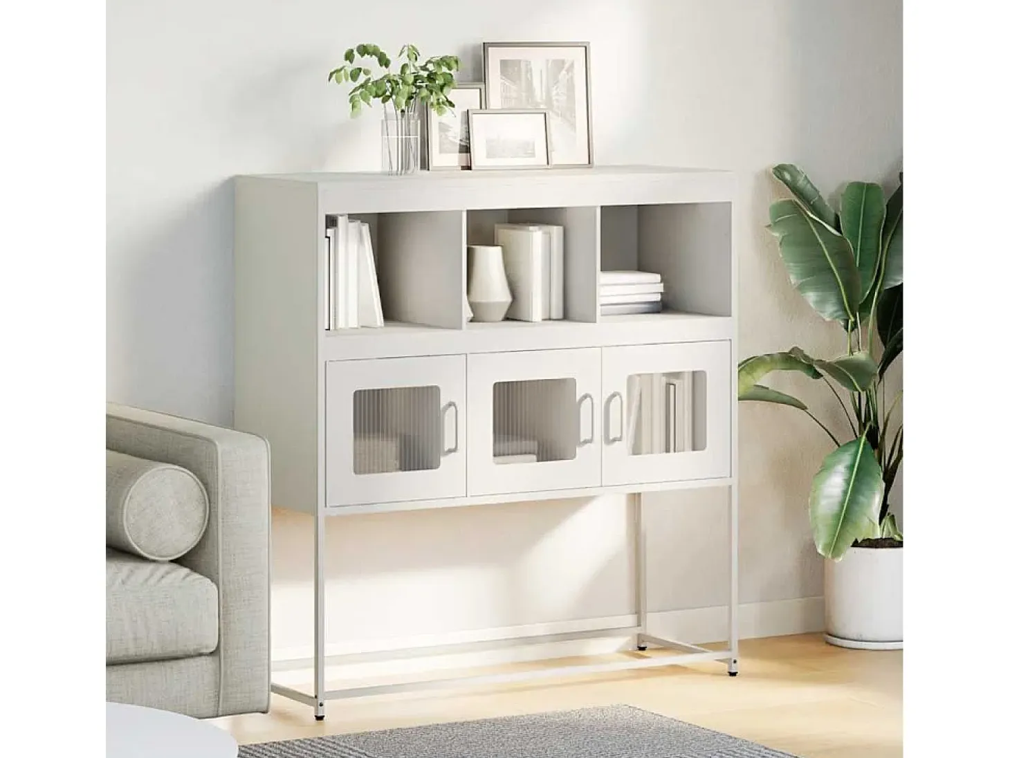 Aparador blanco 100,5x39x107 cm acero laminado en frío