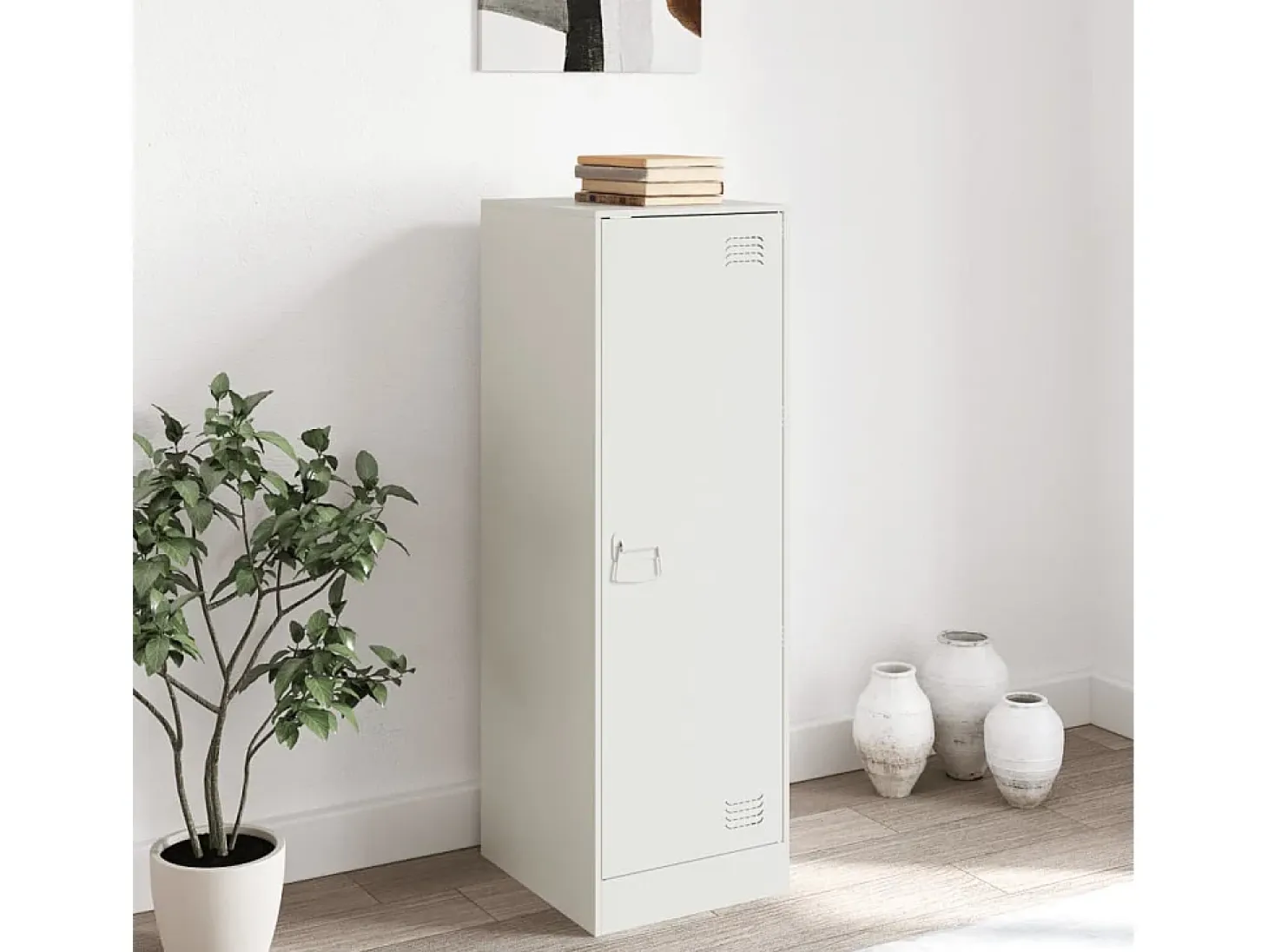 Aparador blanco 34,5x39x107 cm acero