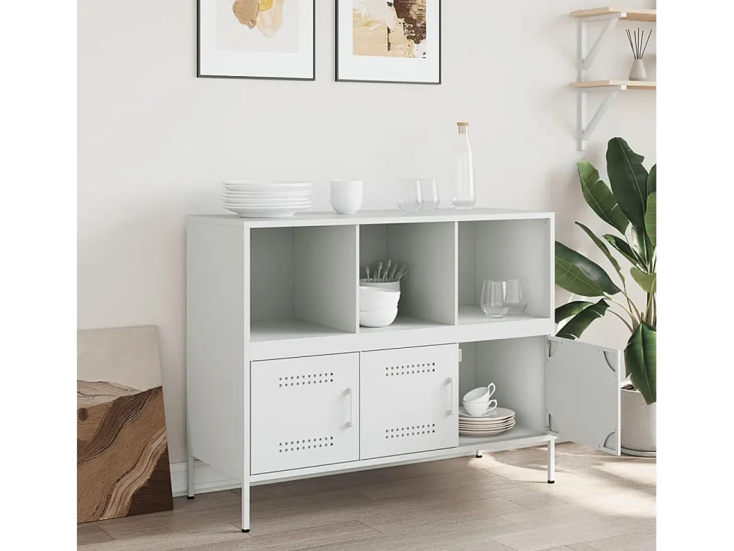 Aparador blanco 100,5x39x79 cm acero