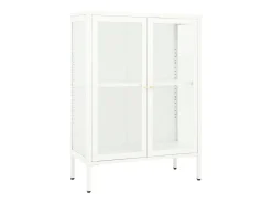 Aparador Blanco 75x35x105 cm Acero y cristal