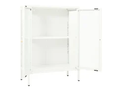 Aparador Blanco 75x35x105 cm Acero y cristal