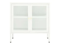 Aparador Blanco 70x35x70 cm Acero y cristal