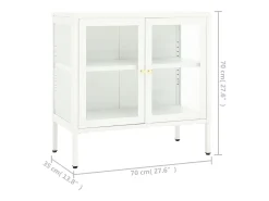 Aparador Blanco 70x35x70 cm Acero y cristal