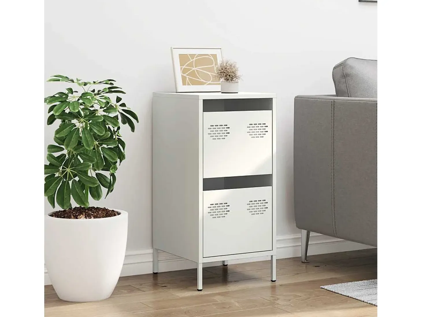 Aparador blanco 35x39x73,5 cm acero laminado en frío