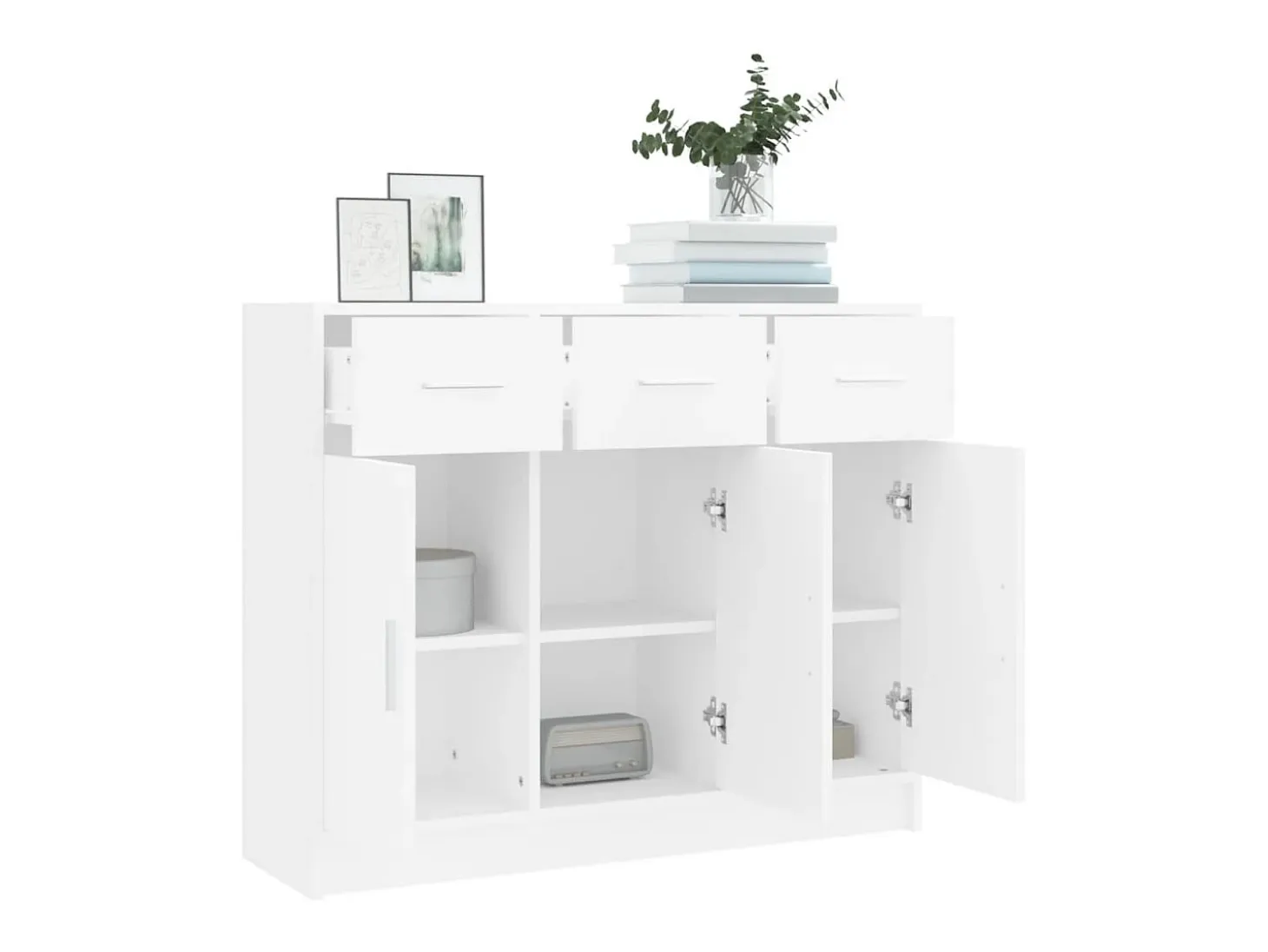 Aparador blanco 91x28x75 cm madera contrachapada
