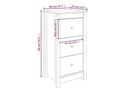 Aparador blanco 40x35x80 cm madera maciza de pino
