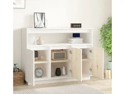 Aparador Blanco 104,5x34x80 cm Madera Maciza de Pino