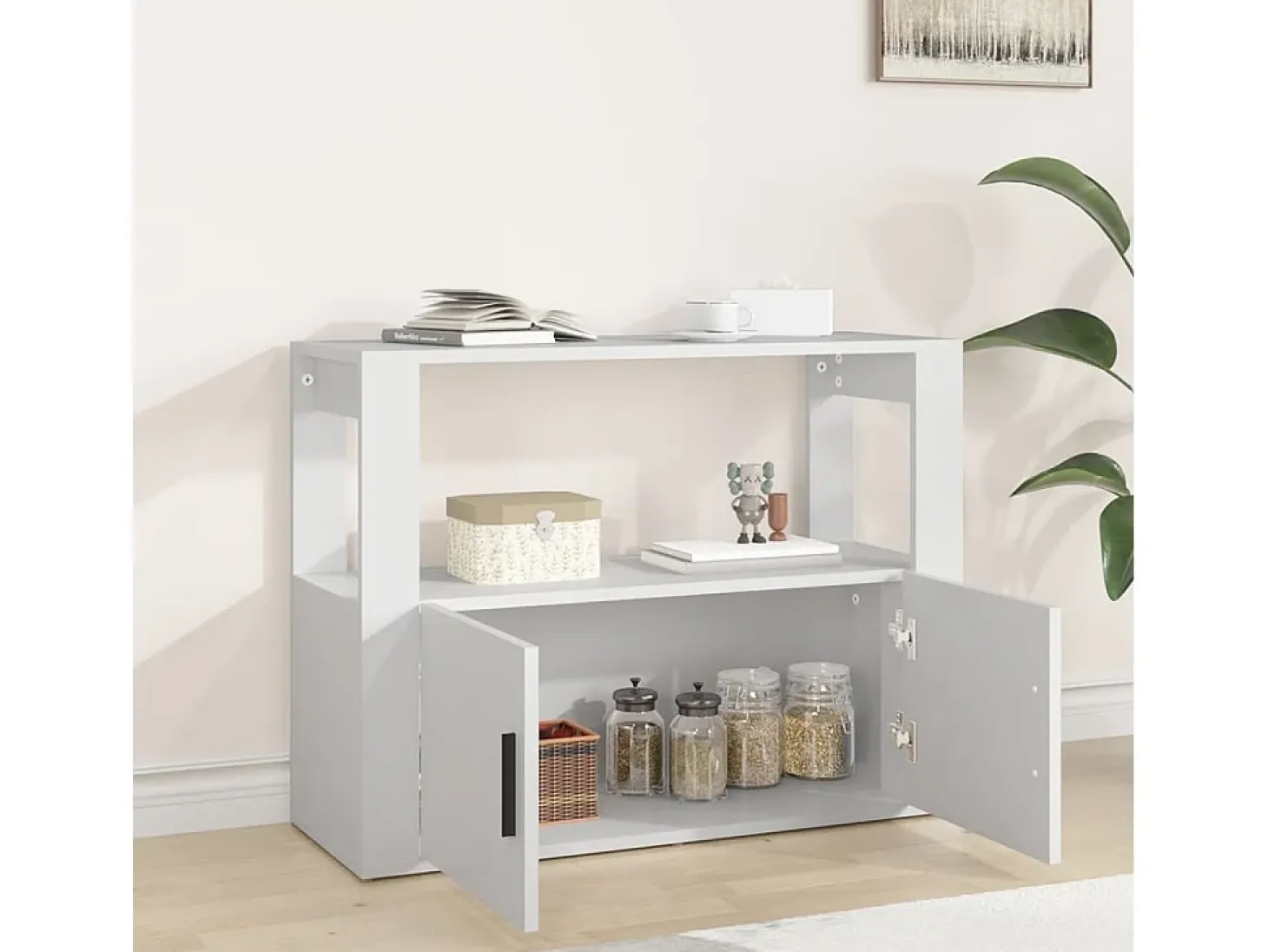 Aparador Blanco 80x30x60 cm Madera de Ingeniería