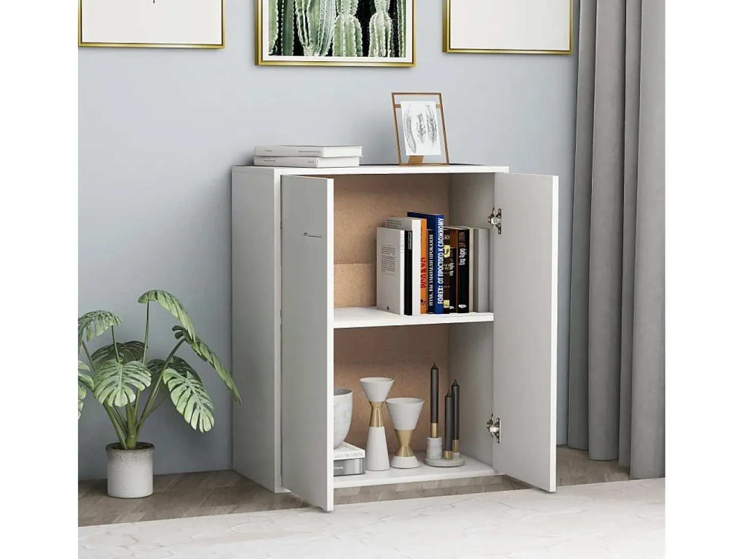 Aparador blanco 60x30x75 cm madera contrachapada