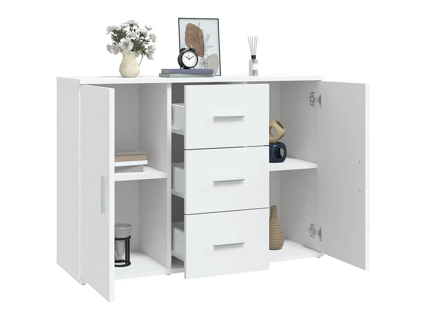 Aparador blanco 91x29,5x65 cm madera contrachapada