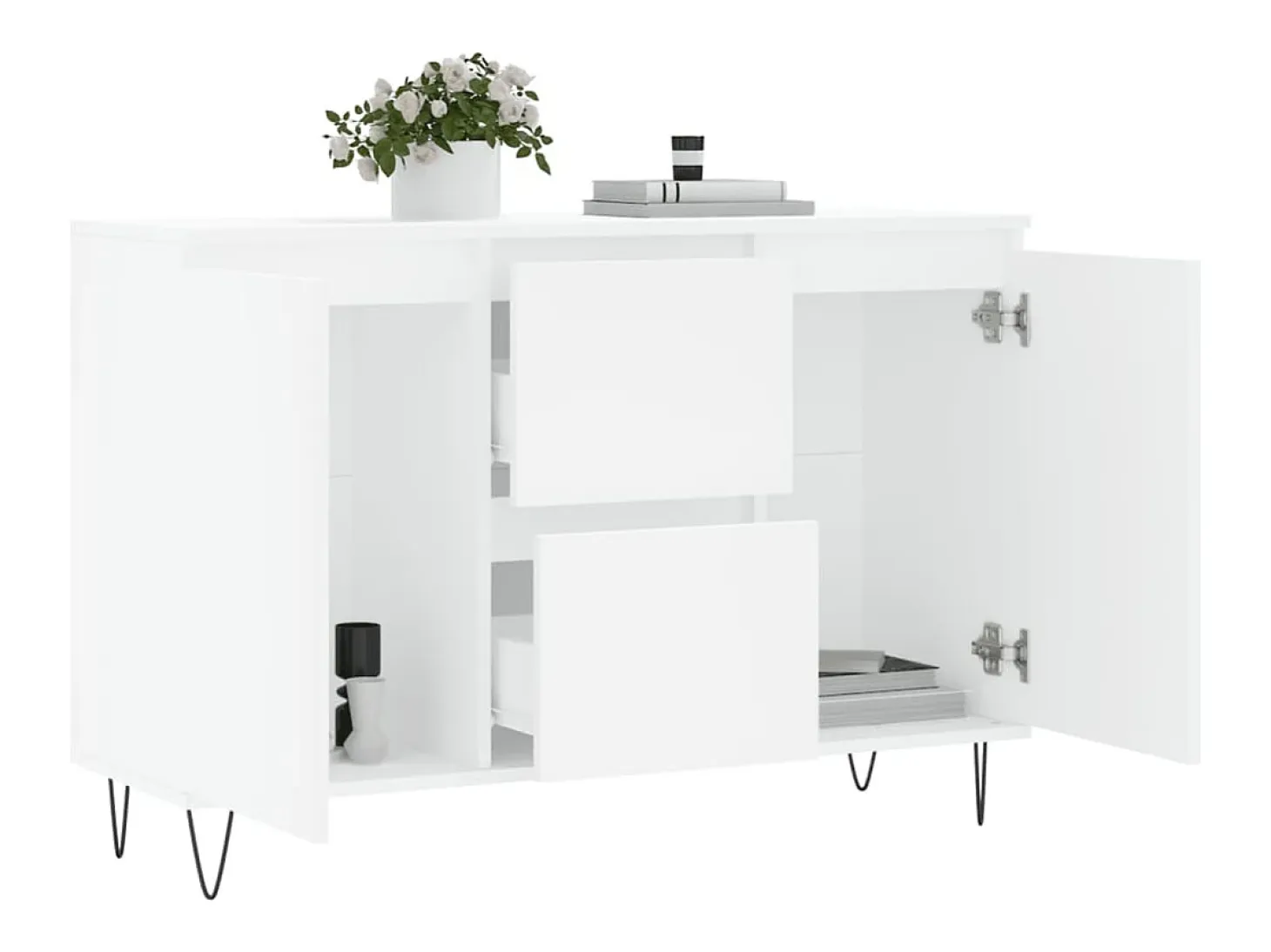 Aparador blanco 104x35x70 cm madera contrachapada