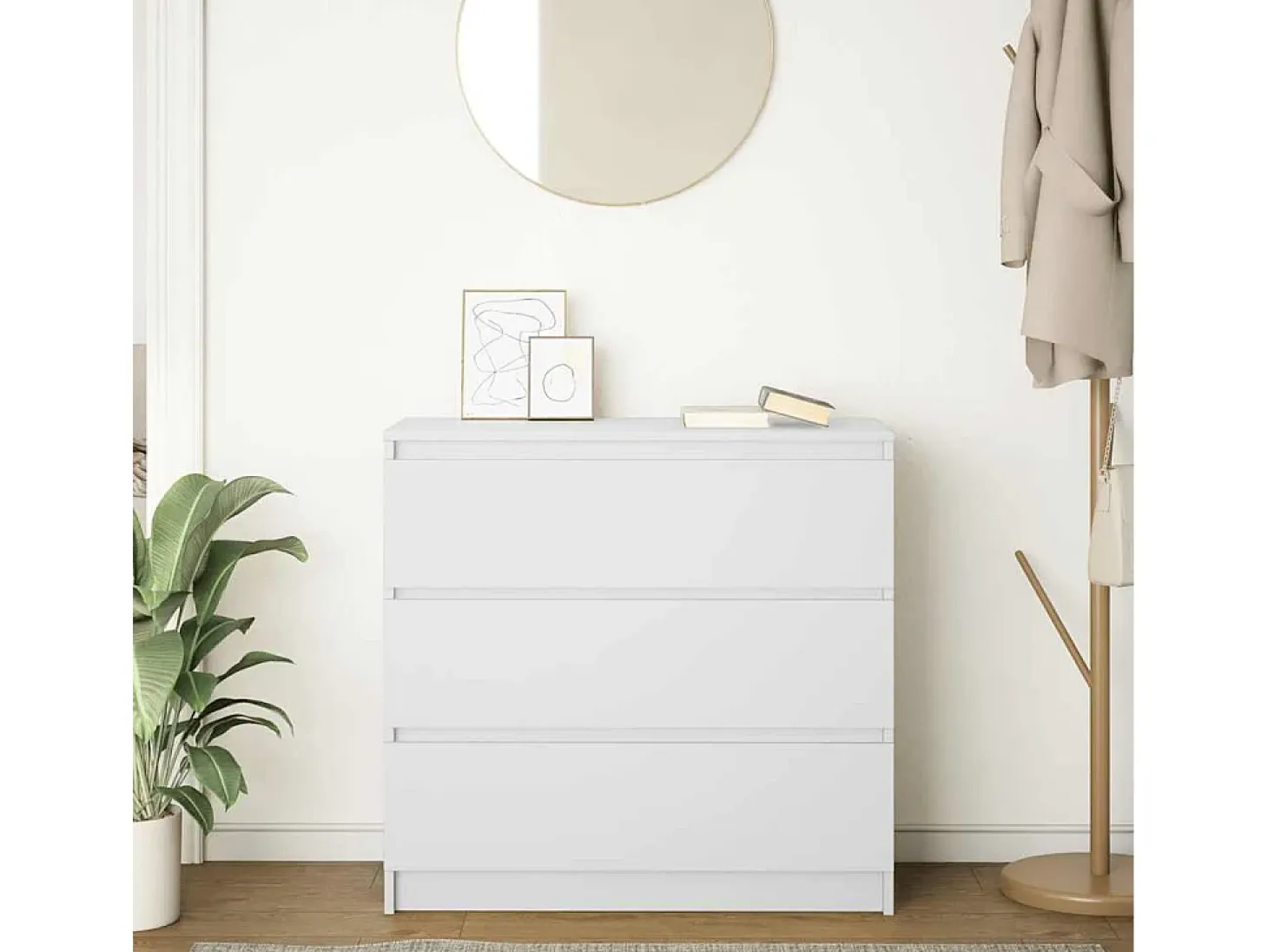 Aparador blanco 80x35x76 cm madera contrachapada