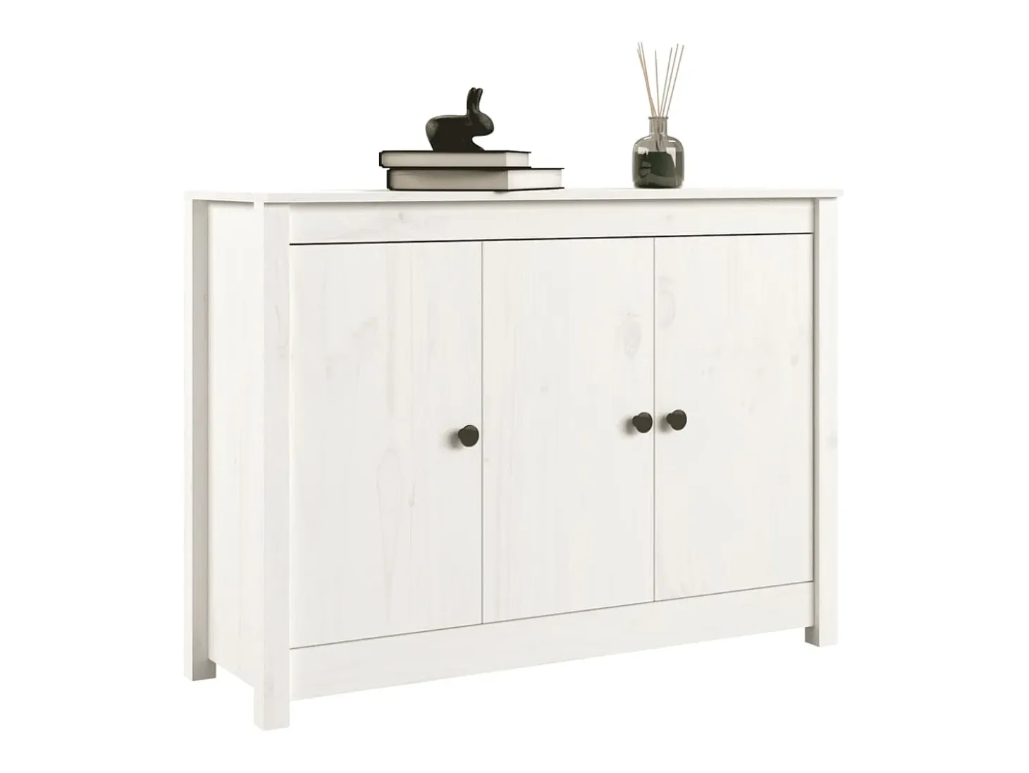 Aparador Blanco 100x35x74 cm Madera Maciza de Pino