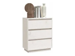 Aparador Blanco 60x34x75 cm Madera Maciza de Pino