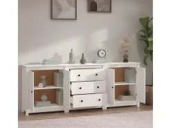 Aparador Blanco 210x35x80 cm Madera Maciza de Pino