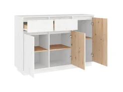 Aparador blanco 110x34x75 cm madera maciza de pino