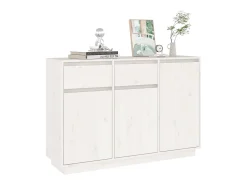 Aparador blanco 110x34x75 cm madera maciza de pino