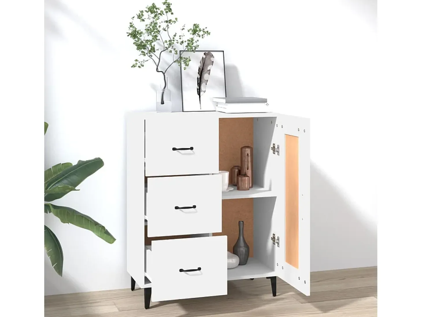 Aparador blanco 69,5x34x90 cm Madera de ingeniería