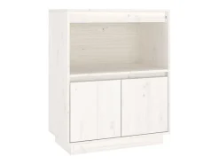 Aparador Blanco 60x34x75 cm Madera Maciza de Pino