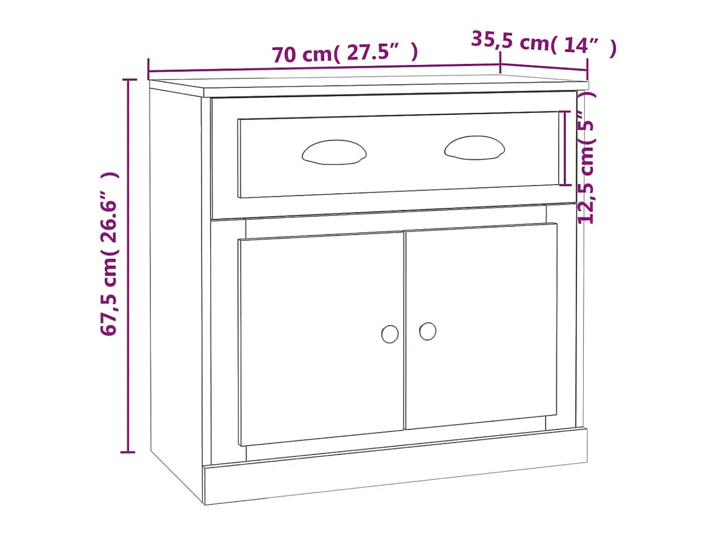 Aparador blanco 70x35,5x67,5 cm madera de ingeniería