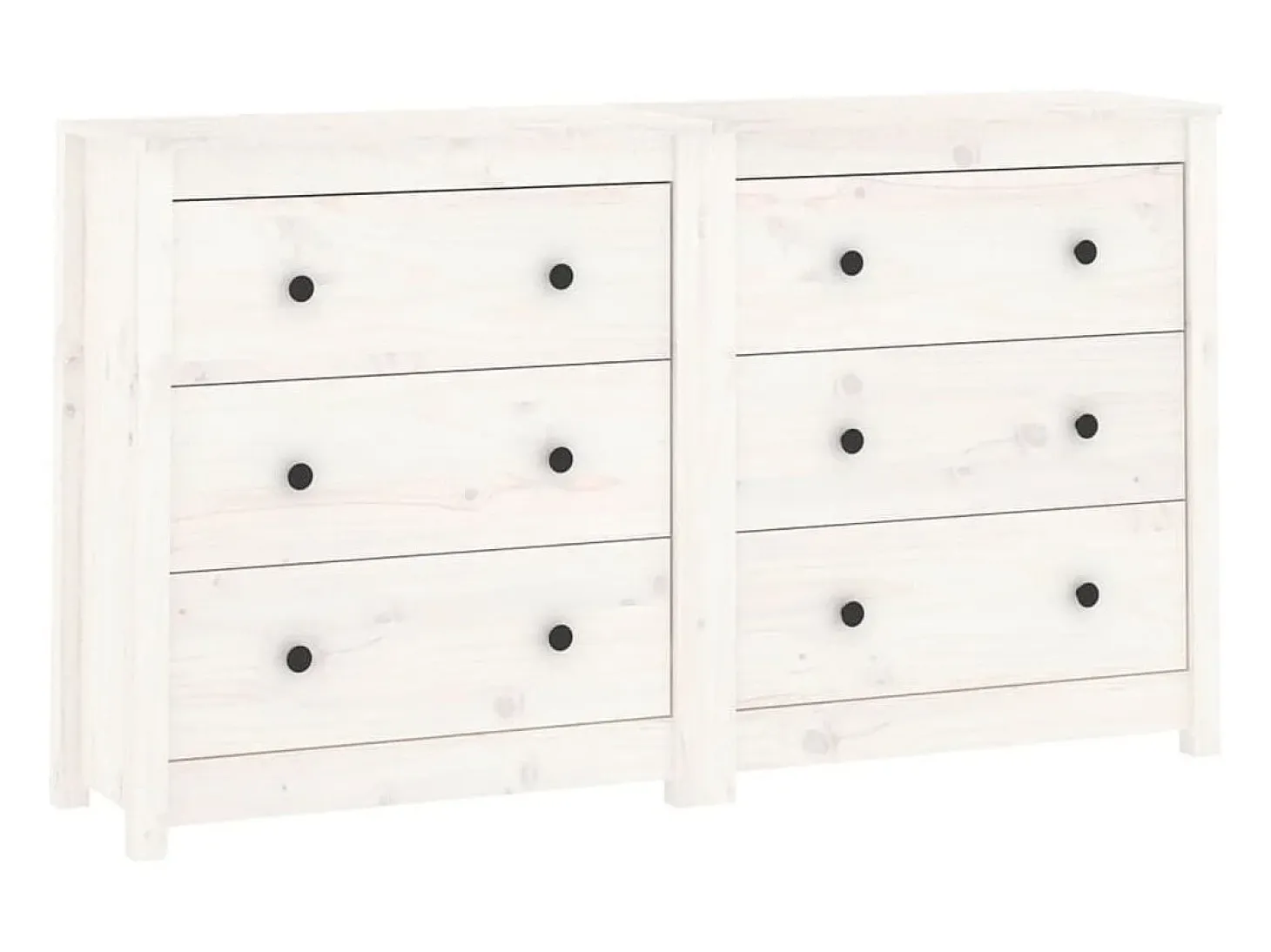 Aparador Blanco 140x35x80 cm Madera Maciza de Pino