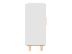 Aparador Blanco 60x30x70 cm Madera maciza de pino y ratán natural