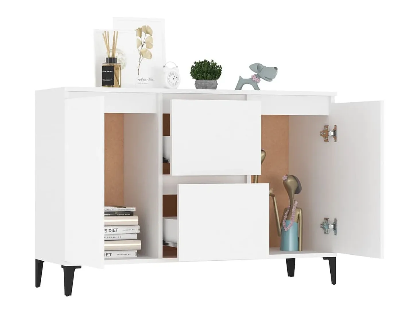 Aparador blanco 104x35x70 cm madera contrachapada