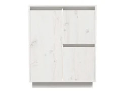 Aparador Blanco 60x34x75 cm Madera Maciza de Pino