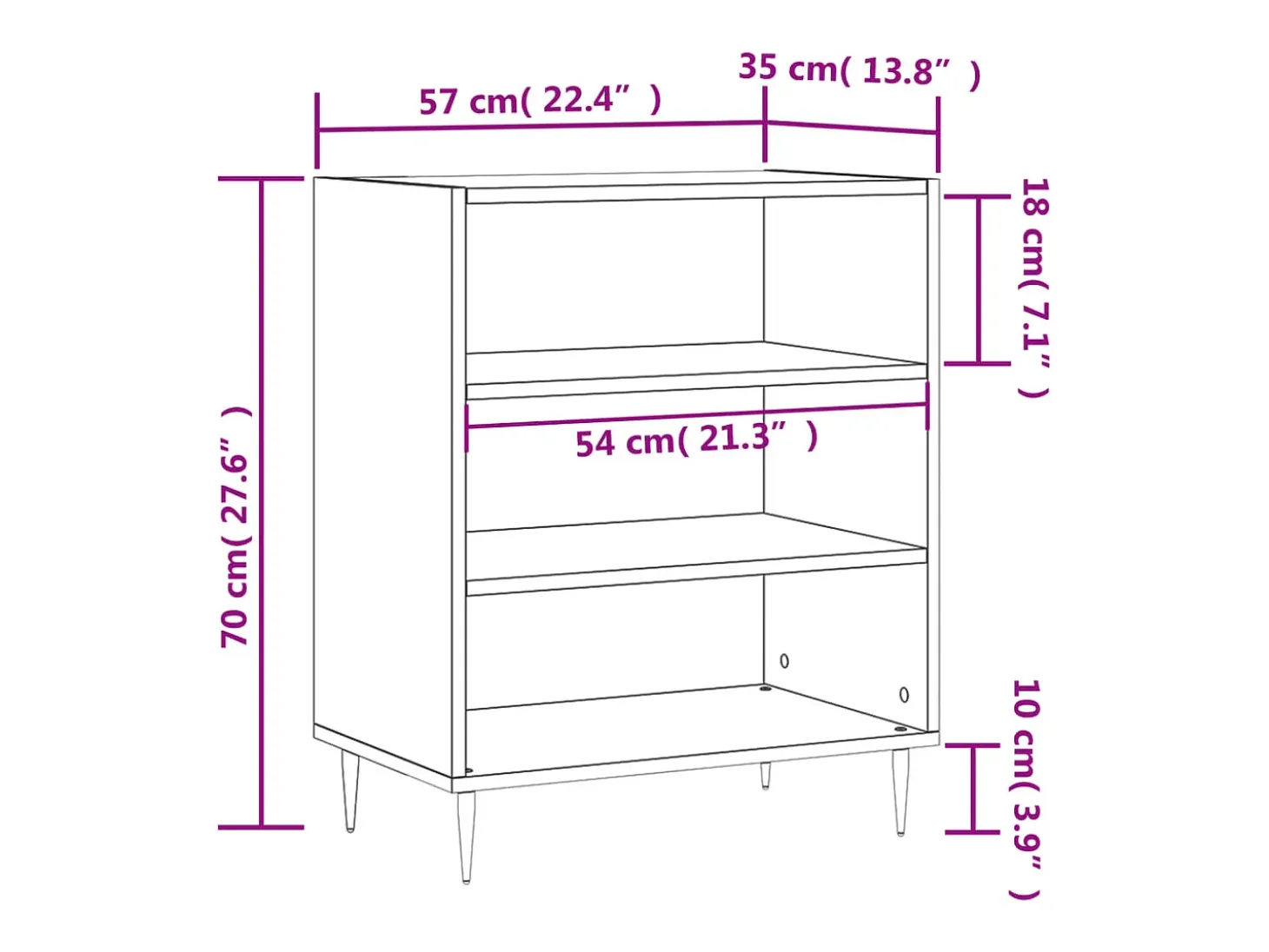 Aparador blanco 57x35x70 cm madera de ingeniería