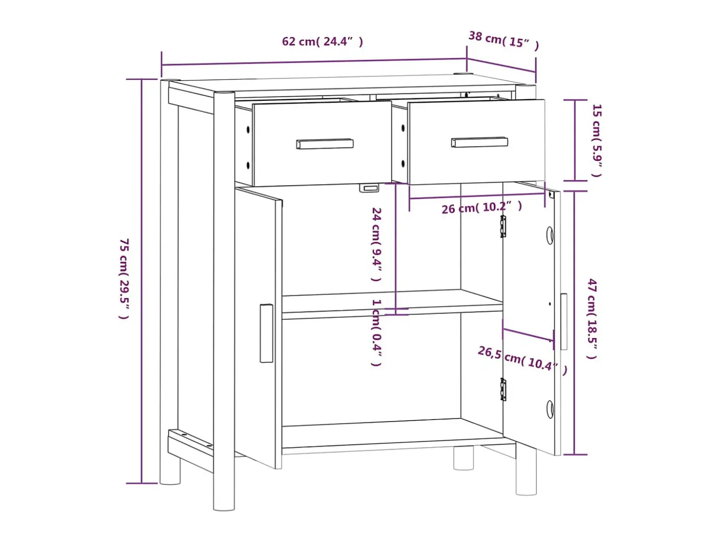 Aparador blanco 62x38x75 cm Madera de ingeniería