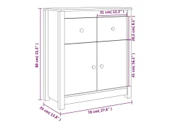 Aparador blanco 70x35x80 cm madera maciza de pino