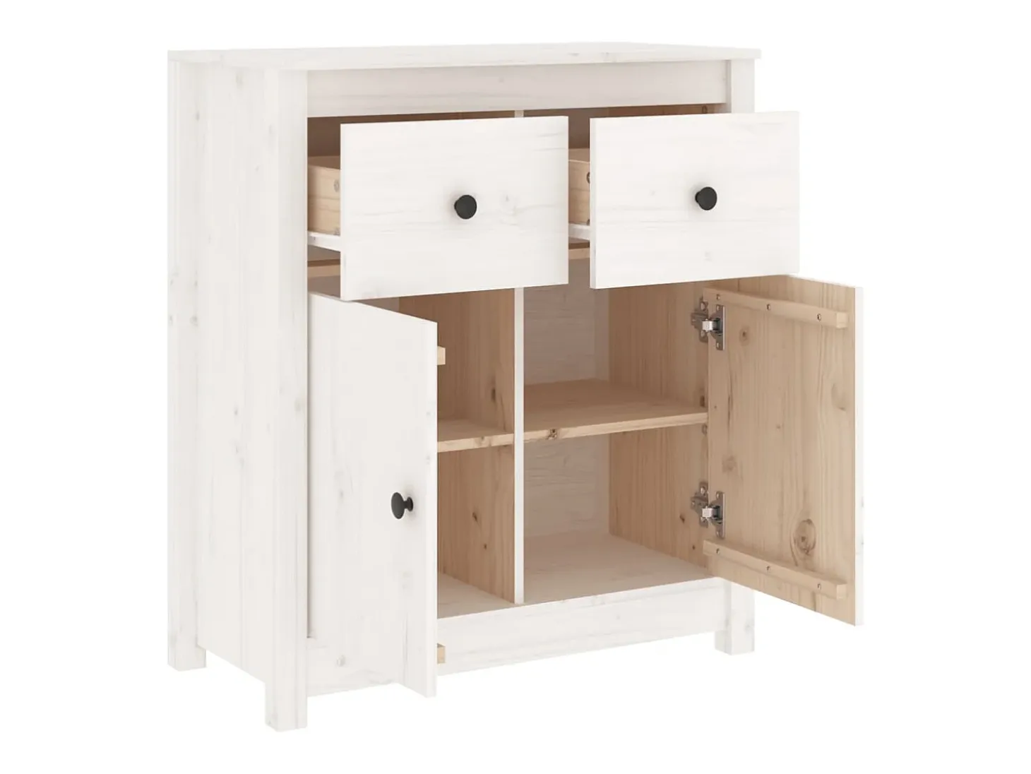Aparador blanco 70x35x80 cm madera maciza de pino