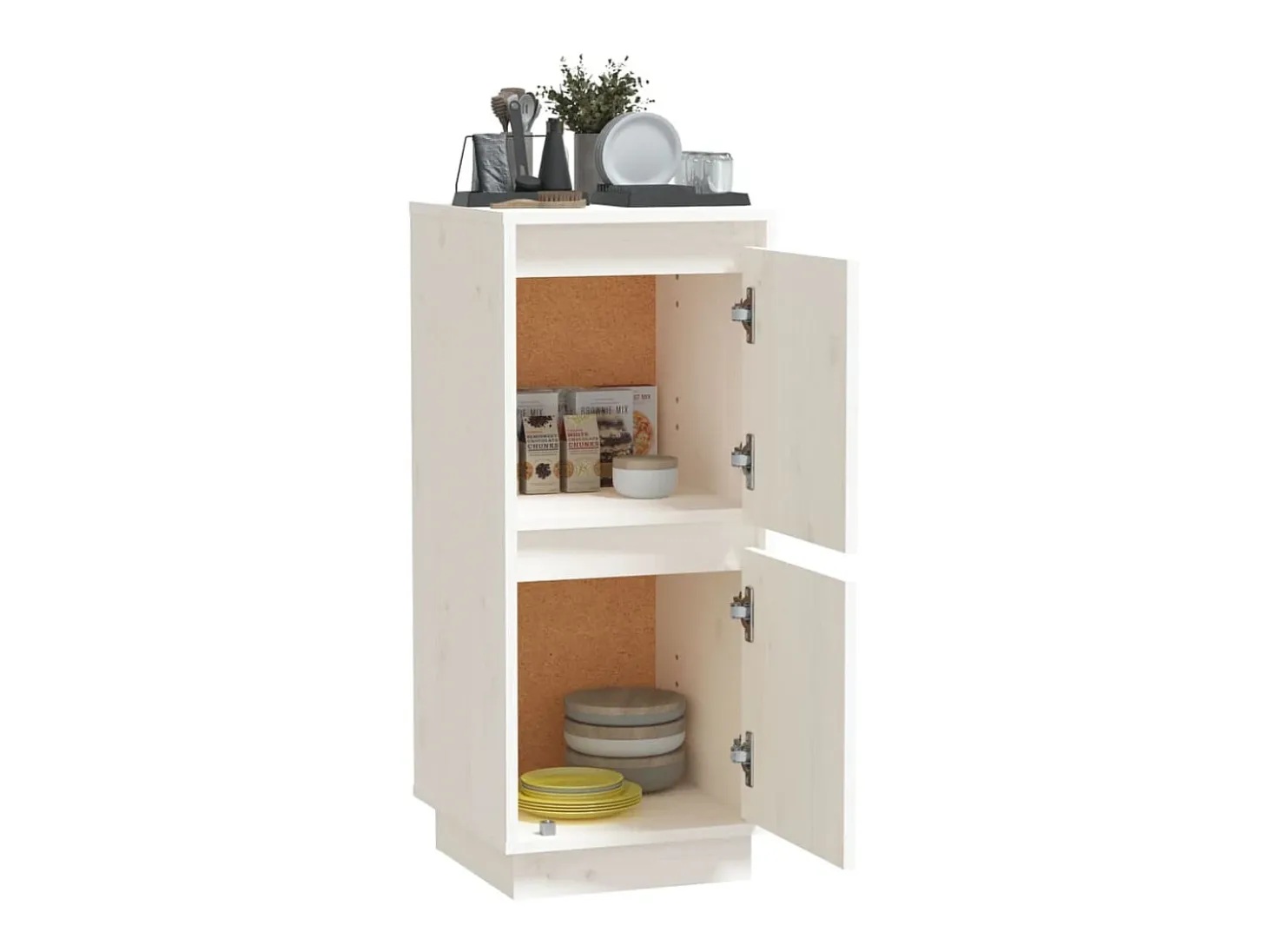 Aparador Blanco 31,5x34x75 cm Madera Maciza de Pino