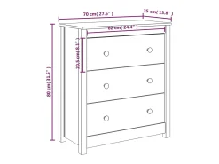 Aparador blanco 70x35x80 cm madera maciza de pino