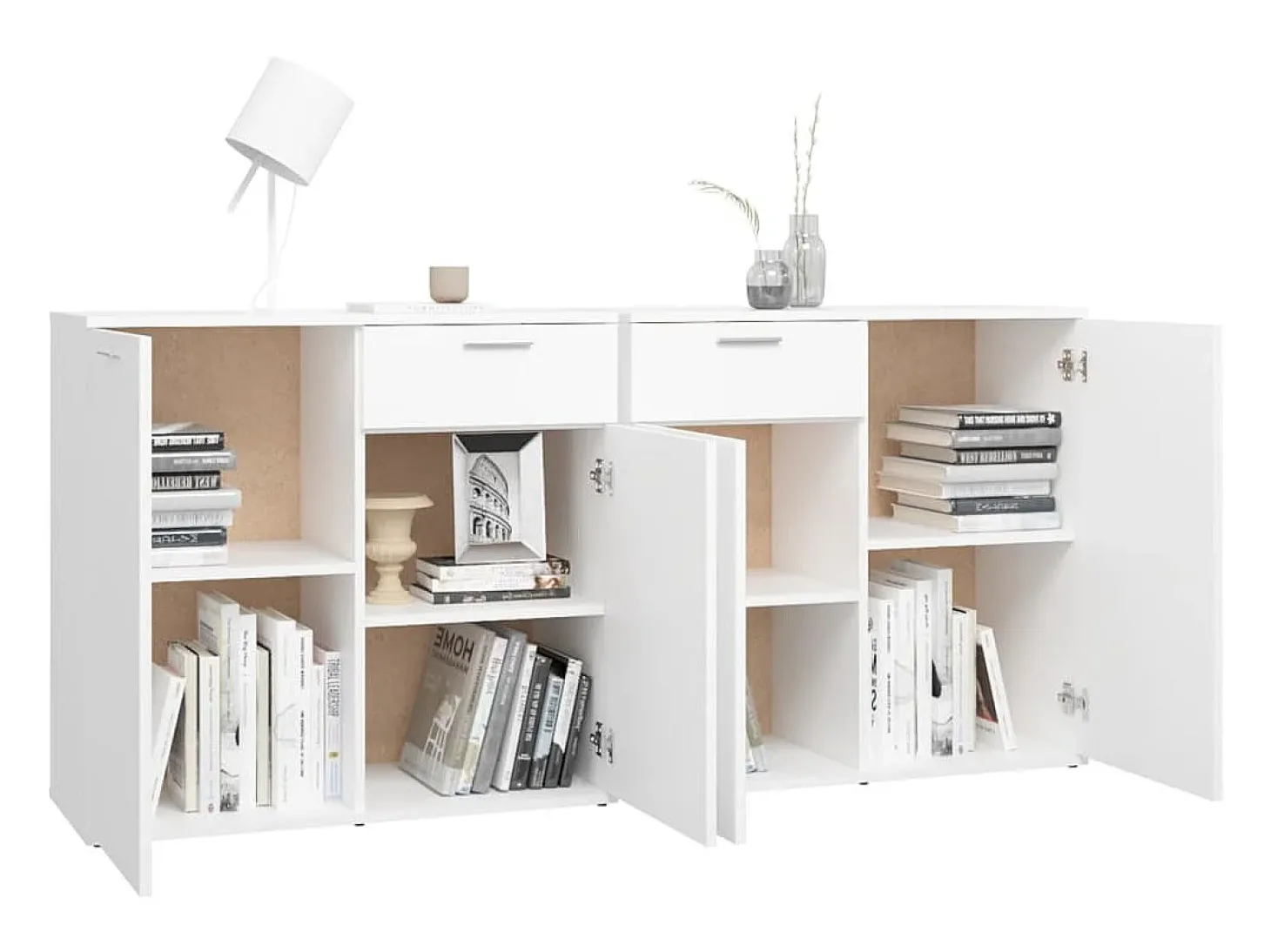 Aparador blanco 160x36x75 cm Madera de ingeniería
